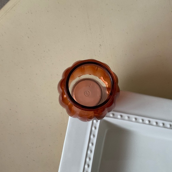 Autumn Orange Ribbed Glass Vase Platter Decoration - Picture 5 of 7